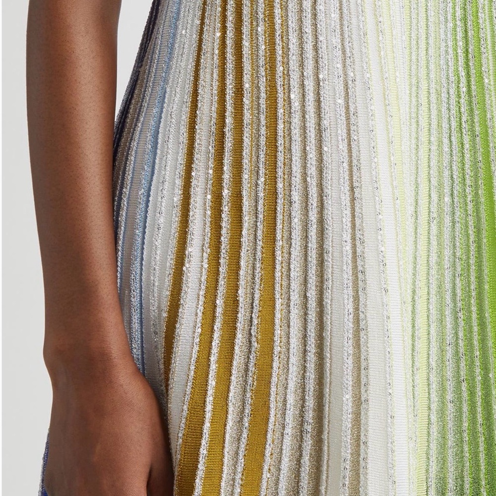 Missoni Pleated Multicolor Mini Dress - Green/Blue IT SZ 40 - Picture 8 of 8